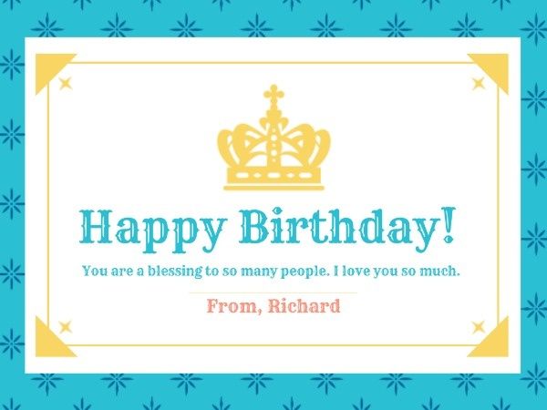 Blue And White Crown Prince Birthday Card