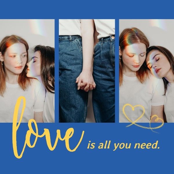 lgbt, gay, lesbian, Blue Love Collage Instagram Post Template