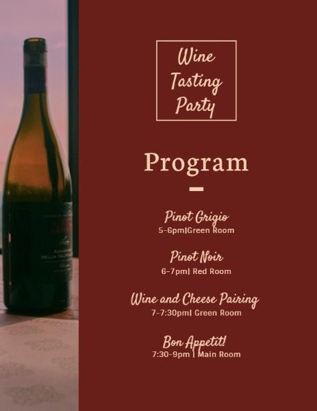 Red Glass Wine Tasting Party Program