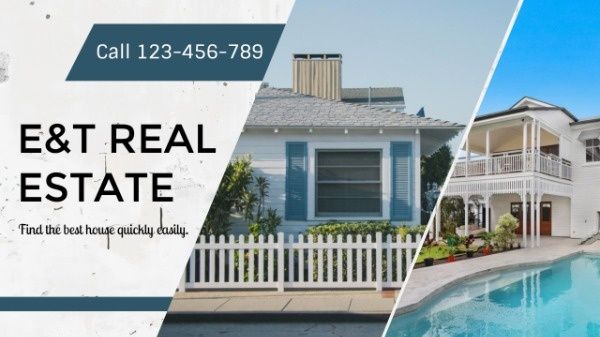 house, housing, open day, Blue And White Real Estate Youtube Channel Art Template