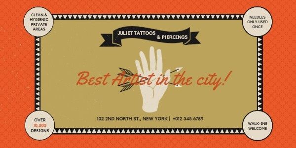 craft, workshop, piercing, Tattoo Store Twitter Post Template