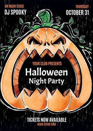 event, festival, celebration, Hand Painted Watercolor Halloween Party Poster Template
