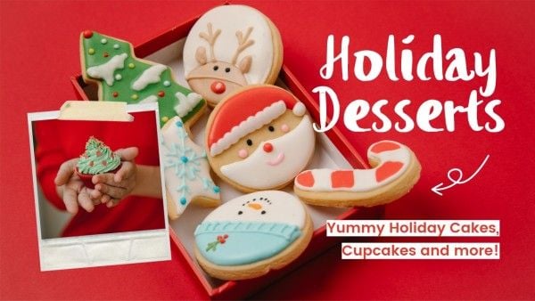 xmas, recipe, christmas recipe, Red Cute Christmas Desserts Youtube Thumbnail Template