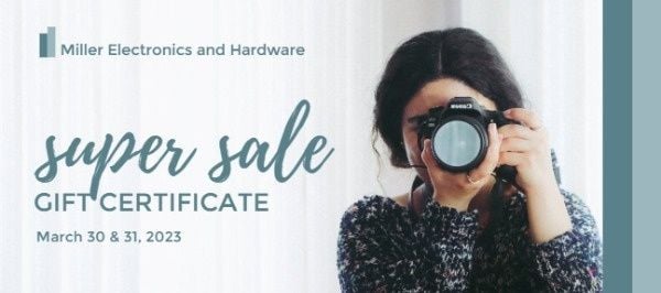 exhibition, photography, ticket, Electronics Store Spring Sale Gift Certificate Template
