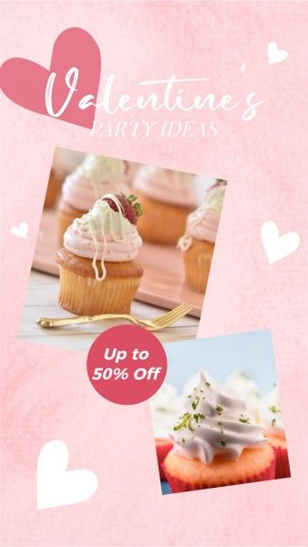 粉红色可爱的纸杯蛋糕甜点销售 Instagram快拍