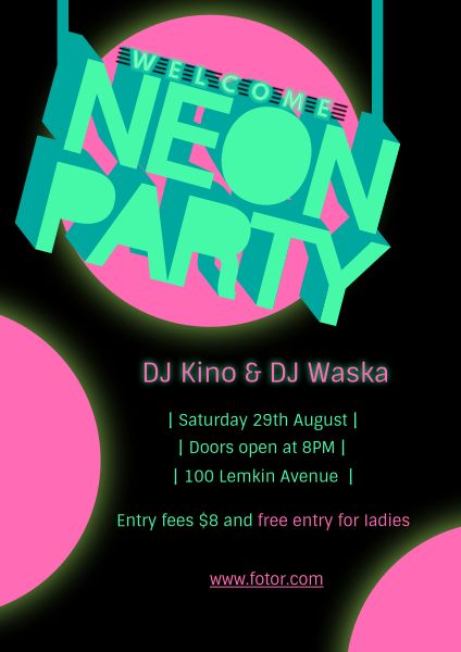 Neon Music Party Poster
