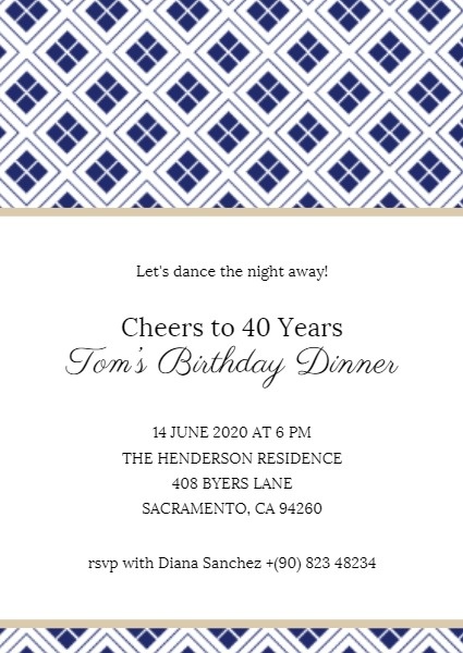 40歳の誕生日パーティー 招待状