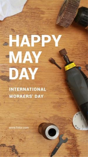 greeting, celebration, celebrate, Brown Photo Happy International Workers' Day Instagram Story Template