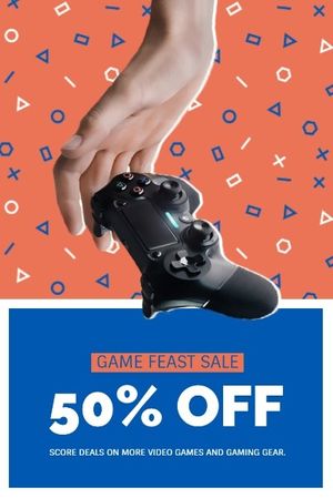 game, gear, device, Red And Blue Gaming Gadget Sale Pinterest Post Template