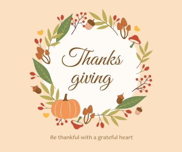 thank you, grateful, gratitude, Floral Vintage Classic Happy Thanksgiving Facebook Post Template