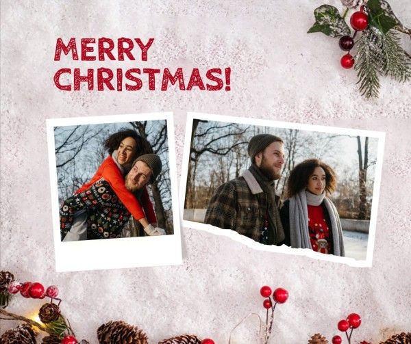 holiday, greeting, winter, Merry Christmas Family Photo Collage Facebook Post Template