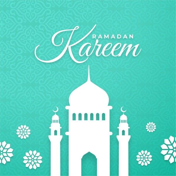 eid, mubarak, greeting, Green Paper Cut Style Ramadan Kareem  Instagram Post Template