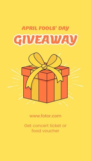 april fools' day, event, celebration, Yellow Modern Illustration April Fools' Giveaway Instagram Story Template