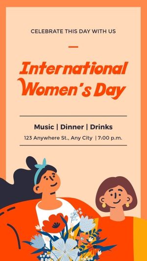 women power, happy womens day, illustration, Orange Event International Womens Day Instagram Story Template