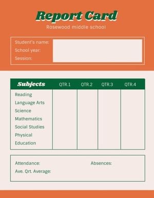 business, student, school, Orange Backgrond Report Card Template