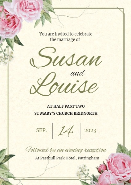 ヴィンテージ花の結婚式の招待状 招待状