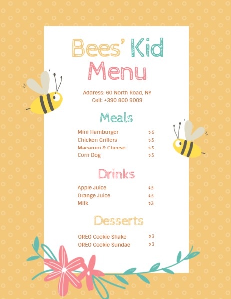 儿童菜单 英文菜单
