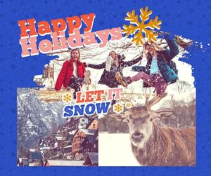 happy holidays, winter, festival, Blue Holiday Collage Facebook Post Template