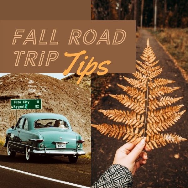 autumn, life, travel, Fall Road Trip Tips Instagram Post Template