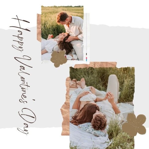 love, photo, gray, White Collage Couple Valentines Day Instagram Post Template