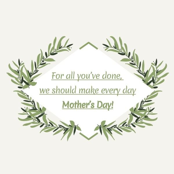mothers day, thank you, thanks, Leaves Mother's Day  Instagram Post Template