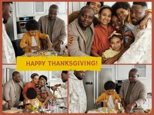 thankful, family, vector, Happy Thanksgiving Collage Photo Collage 4:3 Template