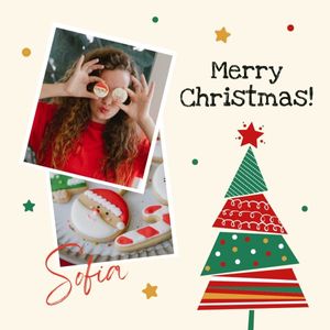 holiday, happy, joy, Merry Christmas Illustration Tree Collage Photo Collage (Square) Template
