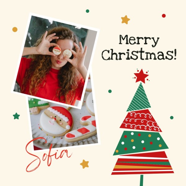 Merry Christmas Illustration Tree Collage Photo Collage