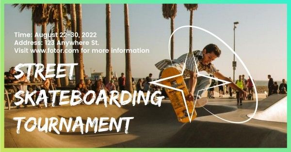 poster, advertising, classic, Green Street Skateboarding Tournament Facebook Event Cover Template