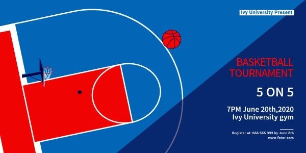 sport, sports, exercise, Blue Basketball Game Twitter Post Template