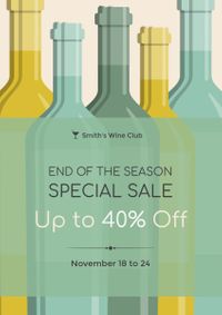 club, wine club, promotion, Green Illustration Thanksgiving Wine Sale Poster Template