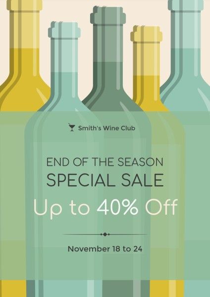 club, wine club, promotion, Green Illustration Thanksgiving Wine Sale Poster Template