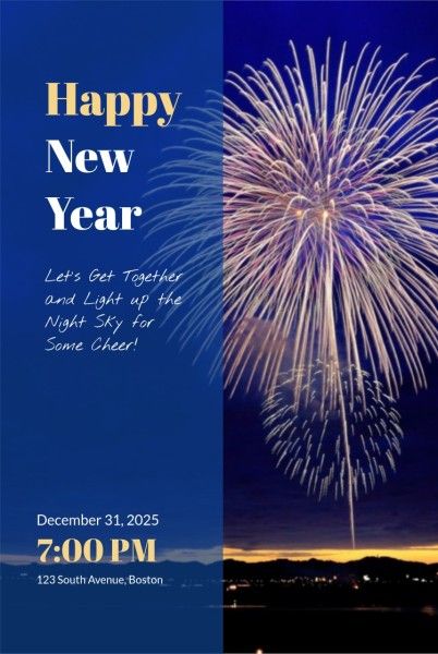 new start, new years, festival, New Year Fireworks Show Pinterest Post Template