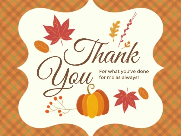 Thanksgiving Thank You Card Card