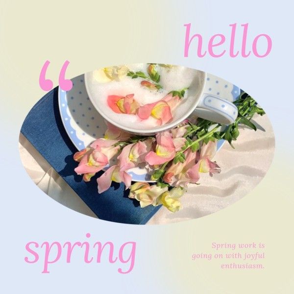 photo collage, modern, fresh, Dreamy Gradient Hello Spring Instagram Post Template