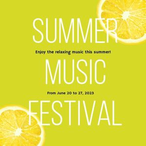 summer activity, schedule, performance, Yellow Music Festival Instagram Post Template