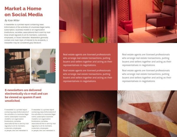  marketing,  business,  company, Red Modern Rental Agency  Brochure Template
