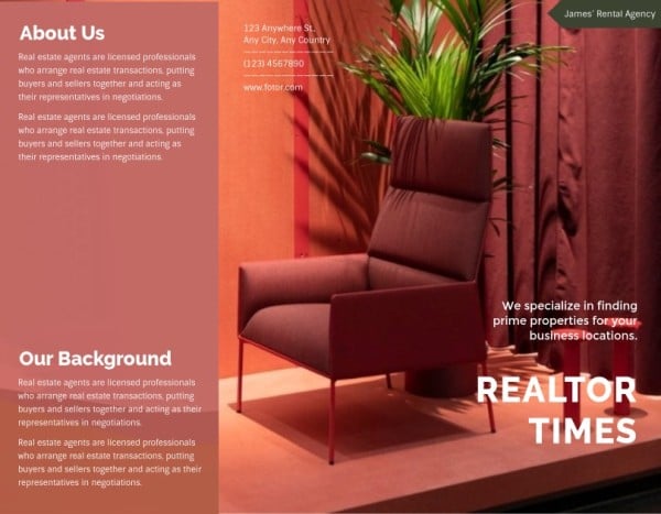 Red Modern Rental Agency Brochure Template