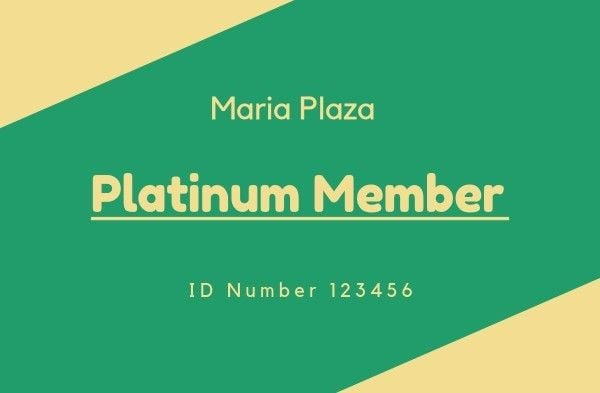 idcard, designer, designers, Green And Yellow Platinum Member ID Card Template