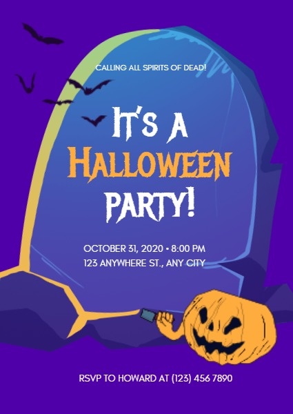 Purple Halloween Party Invitation