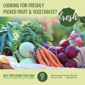 vegetable, fresh, plant, Food Farm Sale Instagram Post Template
