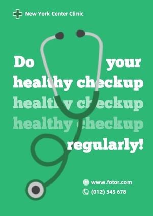 healthy, clinic, health, Hospital Green Checkup Poster Template