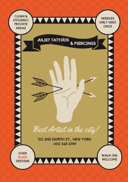 craft, design, store, Tattoo And Piercing Flyer Template