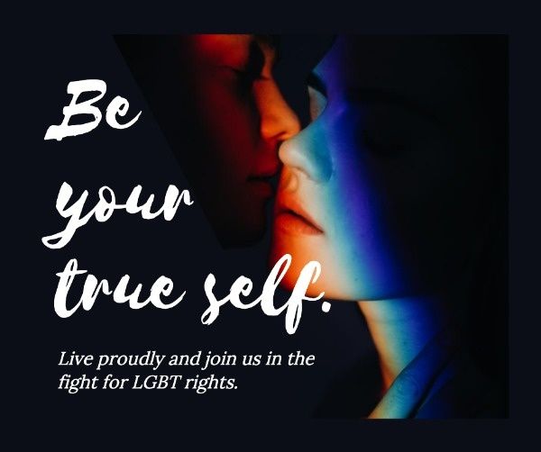 be your self, love, lgbt, Black True Yourself Quote Facebook Post Template