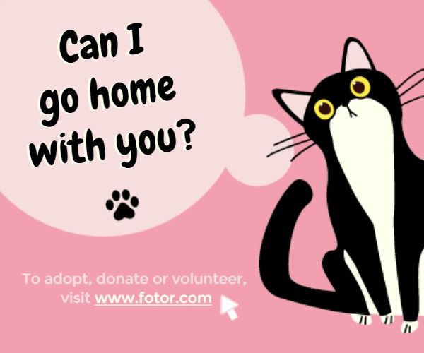 cat, donate, volunteer, Pet adoption Medium Rectangle Template