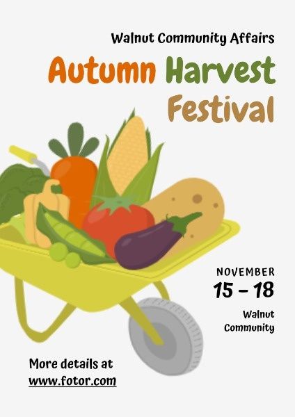 autumn, fruit, event, Fall Harvest Festival Poster Template