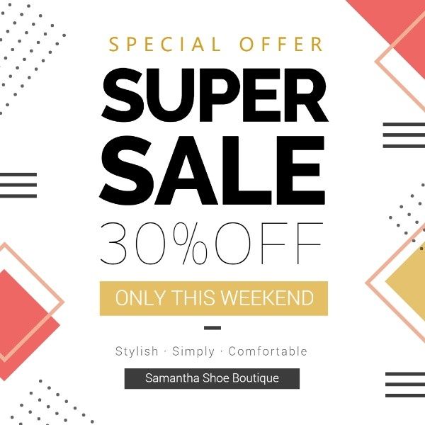 promotion, discount, business, White Super Sale Ads Instagram Post Template