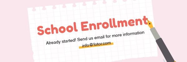 Pink School Enrollment Email Header Email Header