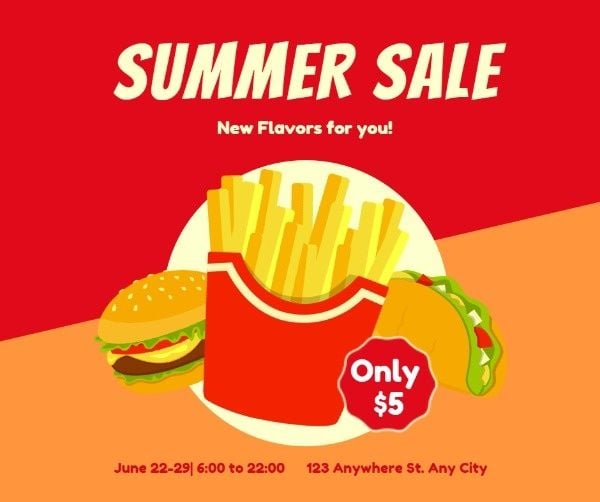 flyer, sale, marketing, Fast Food Restaurant  Facebook Post Template