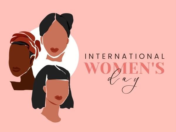 march 8, greeting, celebration, Pink And Brown Illustration International Women's Day Card Template